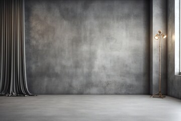 Blank dark gray studio backdrop Generative AI