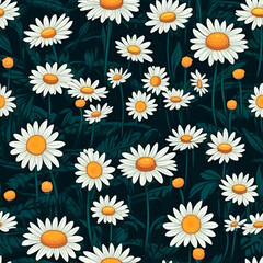 Seamless pattern with daisies flowers.