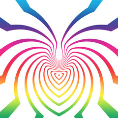 Fototapeta na wymiar rainbow coloured design exploding on a white background