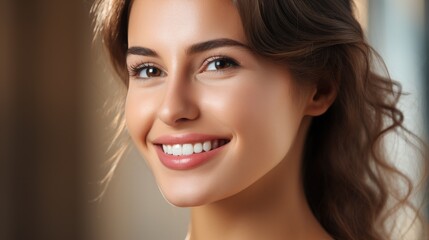 Beautiful woman with healthy teeth, Young woman laughing.