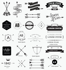 Design elements. Retro style. arrows, labels, ribbons, symbols such as logos. Editable vector illustration file.