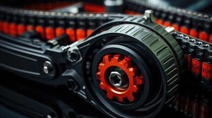 Fototapeta premium Belt in a motor vehicle, Timing chain of engine.