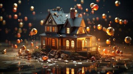 Obraz premium Housing market crisis and Home sales inflation or real estate trouble and residential problems concept.