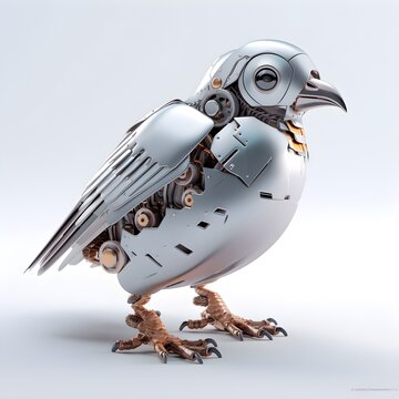 cute fat metal pigeon bird robot