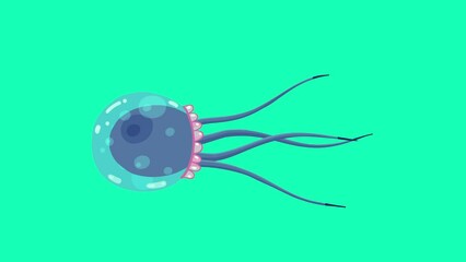 Jellyfish swimming cartoon animated character isolated. Good for any animation as main hero or background.