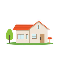 オレンジの屋根の戸建ての家