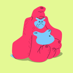 bright gorilla vector illustration