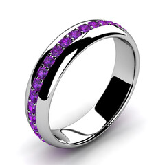 White Gold Amethyst Wedding Band