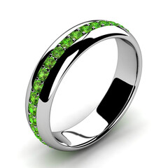 White Gold Peridot Wedding Band