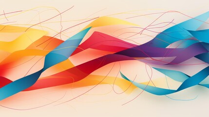 A minimalist illustration of colorful threads interweaving, reflecting the interconnectedness of social issues and the need for responsible actions to create positive change | generative ai - obrazy, fototapety, plakaty