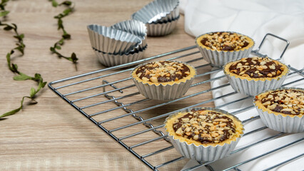 brownie mini pies on a cooling rack