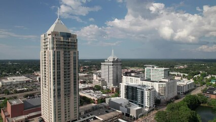Drone panorama of Virginia Beach Town Center, 4K