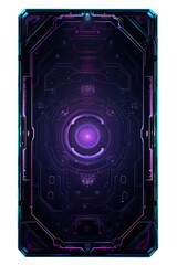 Cyberpunk neon glowing card deck back design, metal and lights, transparent background, made with Generative AI	