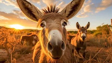 Fototapeten Expressive donkey portrait. A look that touches hearts. This image is perfect for projects that want to convey authenticity, closeness to nature or animal welfare messages. Generative AI © senadesign