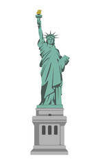 Obraz na płótnie Canvas Statue of liberty - USA, New York / World famous buildings illustration / png