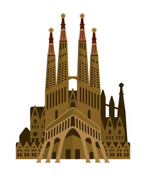 Sagrada Familia - Spain / World famous buildings  illustration / png