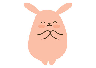 笑顔のかわいいうさぎ、手を合わせる