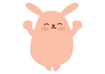 笑顔のかわいいうさぎ、両手をあげる