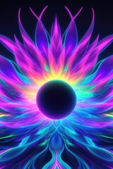 Background with psychedelic plumes of radiant vibrance. Generative AI
