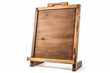 Wooden board on white background. AI generative image.