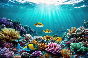 Fototapeta na wymiar Sea Underwater Colorful Background. generative AI
