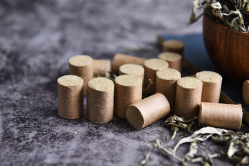 Chinese medicine, health and cure, moxibustion. close-up