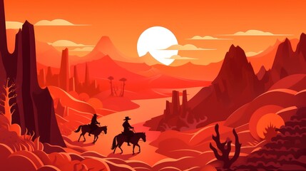 Fototapeta premium Paper cut art illustration, western background. AI generative image.
