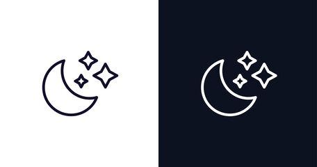 twilight icon. Thin line twilight icon from weather collection. Outline vector isolated on dark blue and white background. Editable twilight symbol can be used web and mobile