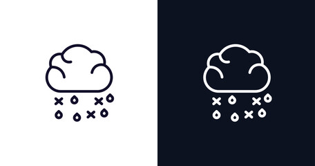 sleet icon. Thin line sleet icon from weather collection. Outline vector isolated on dark blue and white background. Editable sleet symbol can be used web and mobile