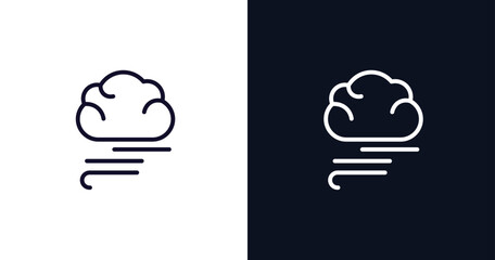 blanket of fog icon. Thin line blanket of fog icon from weather collection. Outline vector isolated on dark blue and white background. Editable blanket of fog symbol can be used web and mobile