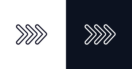Obraz premium three arrows icon. Thin line three arrows icon from user interface collection. Outline vector isolated on dark blue and white background. Editable three arrows symbol 