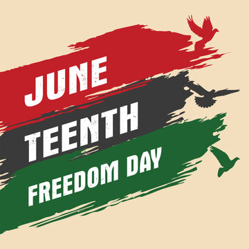 Juneteenth Emancipation Day, Brushstroke texture with birds flying, African-American history and heritage, modern background vector illustration 