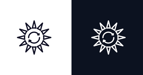 solar recycle icon. Thin line solar recycle icon from user interface collection. Outline vector isolated on dark blue and white background. Editable solar recycle symbol can be used web and mobile