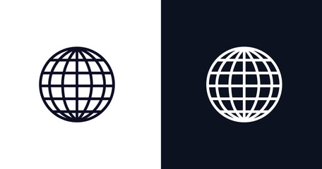 worldgrid icon. Thin line worldgrid icon from user interface collection. Outline vector isolated on dark blue and white background. Editable worldgrid symbol can be used web and mobile