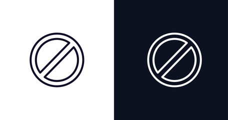 no waiting sign icon. Thin line no waiting sign icon from traffic signs collection. Outline vector isolated on dark blue and white background. Editable no waiting sign symbol