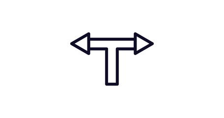 t junction icon. Thin line t junction icon from traffic signs collection. Outline vector isolated on white background. Editable t junction symbol can be used web and mobile