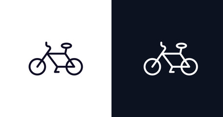 bicycle sign icon. Thin line bicycle sign icon from traffic signs collection. Outline vector isolated on dark blue and white background. Editable bicycle sign symbol can be used web and mobile