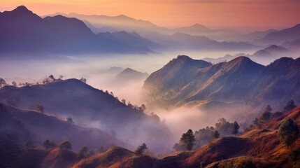 Obraz na płótnie Canvas Beautiful mountain landscape in the dusk.