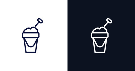 sand bucket icon. Thin line sand bucket icon from summer collection. Outline vector isolated on dark blue and white background. Editable sand bucket symbol can be used web and mobile
