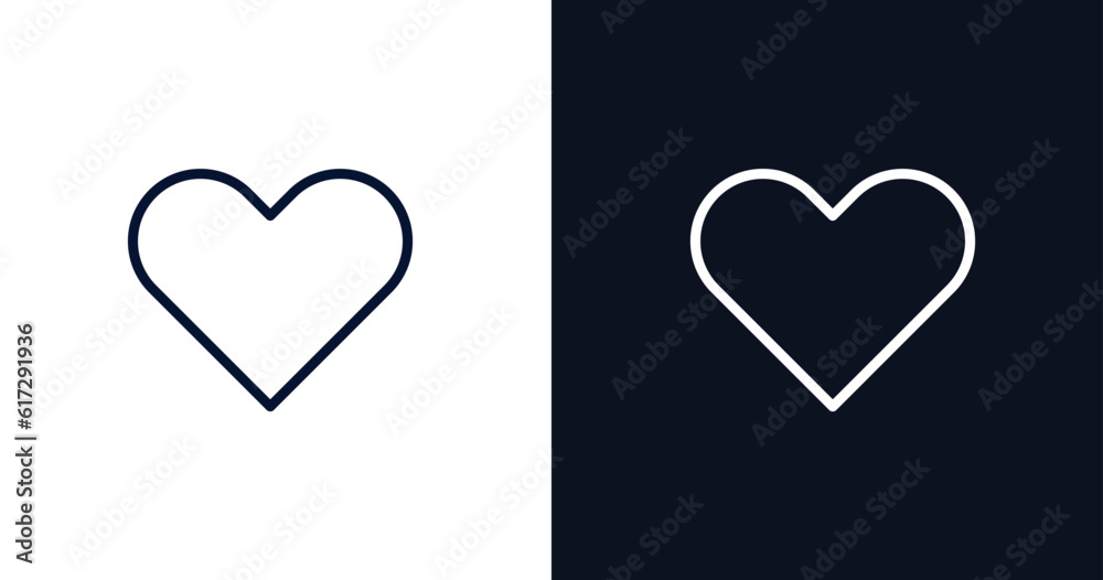 Wall mural heart icon. thin line heart icon from strategy collection. outline vector isolated on dark blue and 