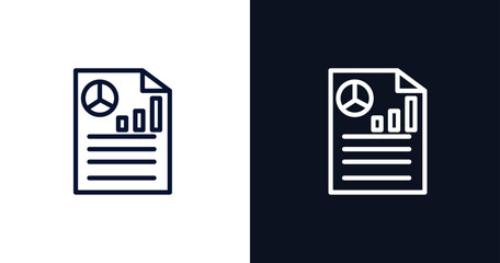 report icon. Thin line report icon from strategy collection. Outline vector isolated on dark blue and white background. Editable report symbol can be used web and mobile