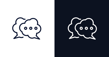 speech icon. Thin line speech icon from strategy collection. Outline vector isolated on dark blue and white background. Editable speech symbol can be used web and mobile
