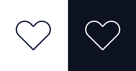 heart icon. Thin line heart icon from strategy collection. Outline vector isolated on dark blue and white background. Editable heart symbol can be used web and mobile