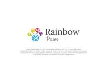 logo rainbow colorful paw line art pet shop animal care veterinary