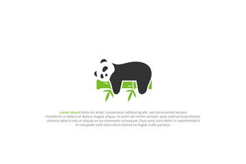 logo panda sleeping on bamboo lazy cute © Bayu