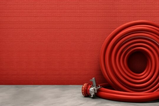 Red fire hose background. Generate Ai