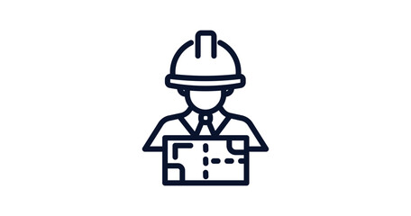 architech working icon. Thin line architech working icon from people collection. Outline vector isolated on white background. Editable architech working symbol can be used web and mobile
