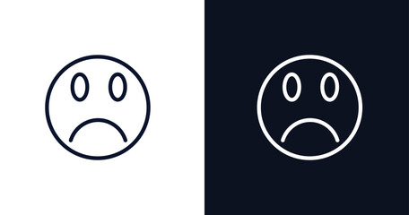 sad smile icon. Thin line sad smile icon from people collection. Outline vector isolated on dark blue and white background. Editable sad smile symbol can be used web and mobile