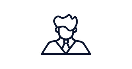 man with company icon. Thin line man with company icon from people collection. Outline vector isolated on white background. Editable man with company symbol can be used web and mobile