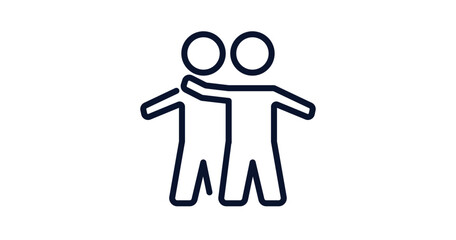 hugging icon. Thin line hugging icon from people collection. Outline vector isolated on white background. Editable hugging symbol can be used web and mobile